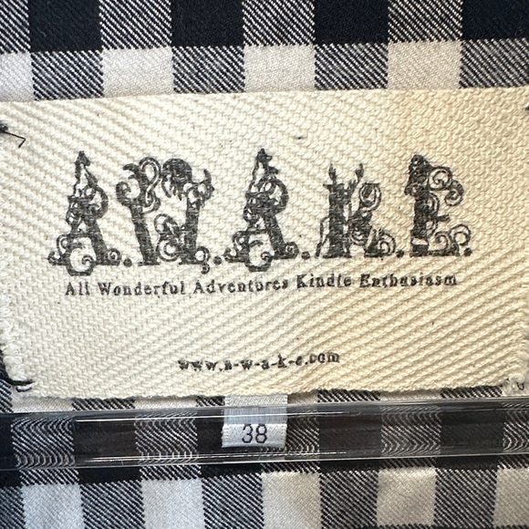 A.W.A.K.E. Mode Gingham Fitted Basque Shirt Ext. Collar Flared Cuffs EU 38/US 8 - Picture 2 of 8